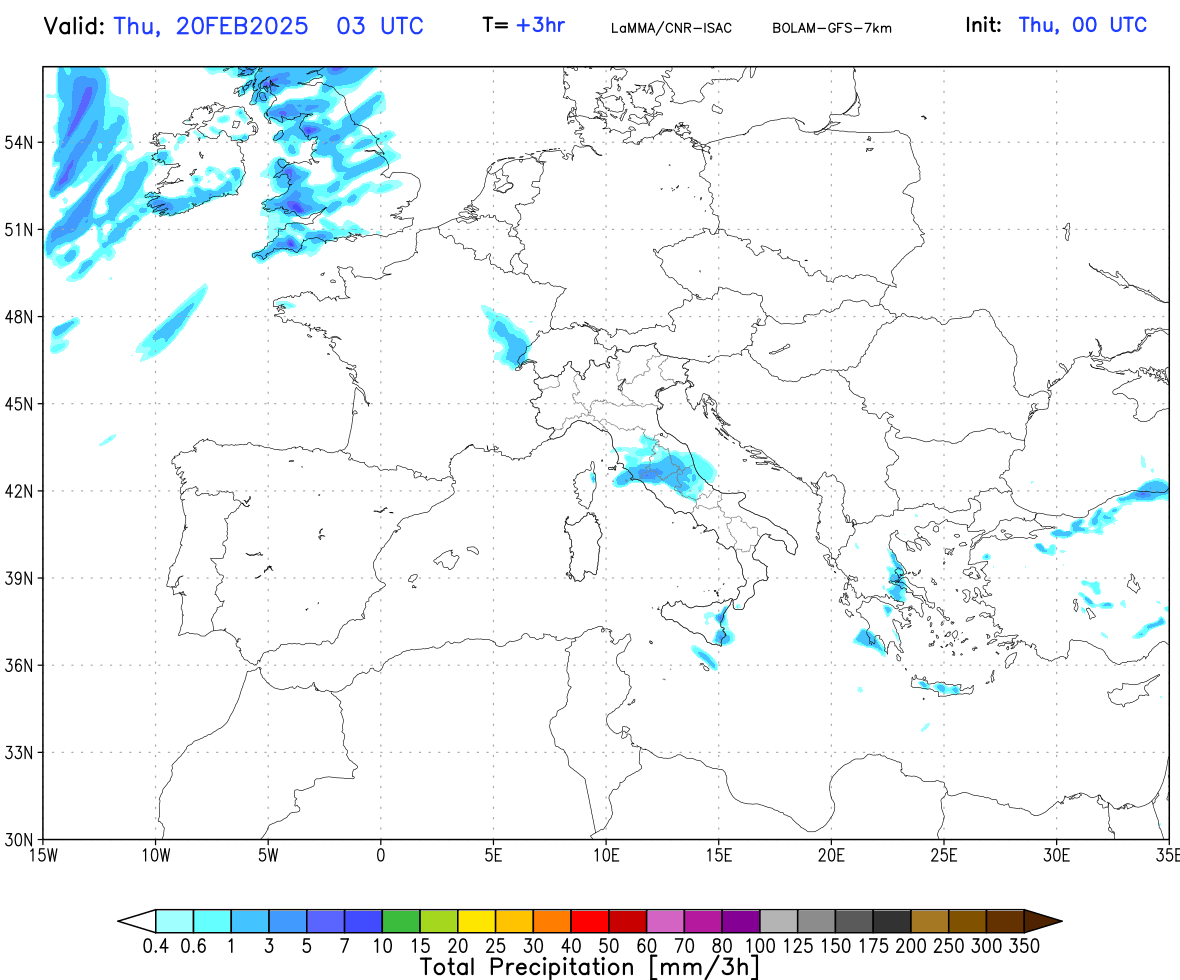 Consorzio LAMMA - Precipitazione 3 ore Europa