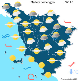 cielo dopodomani tardo pomeriggio