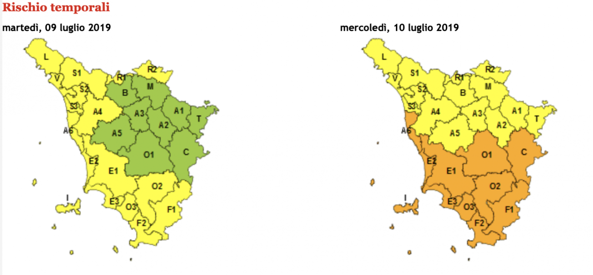 Rischio temporali 9 10 luglio 2019