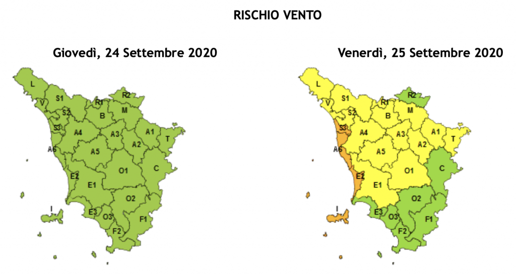 vento allerta 25 settembre 2020
