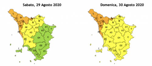 allerta arancio mappa toscana 