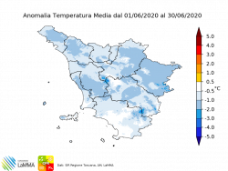 Anomalia temperatura giugno 2020