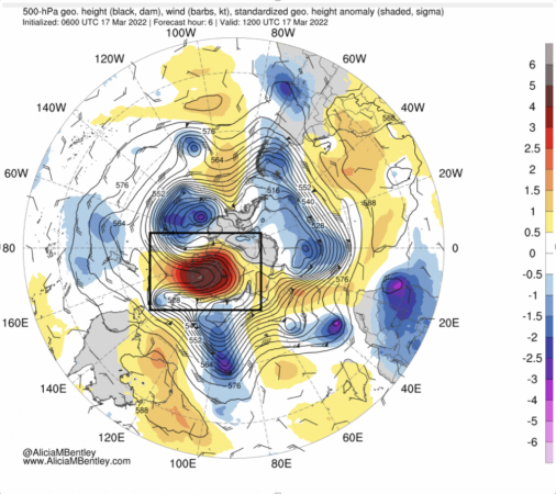 Promontorio anticiclonico sull’Antartide orientale in data 17 marzo