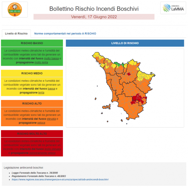 rischio incendi bollettino