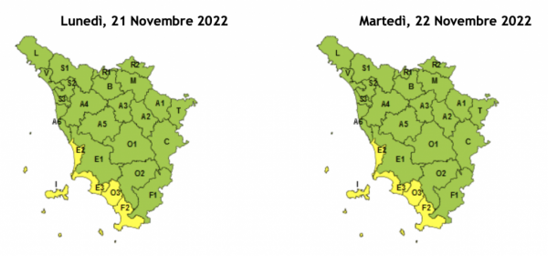 mappa allerta 21 novembre 2022