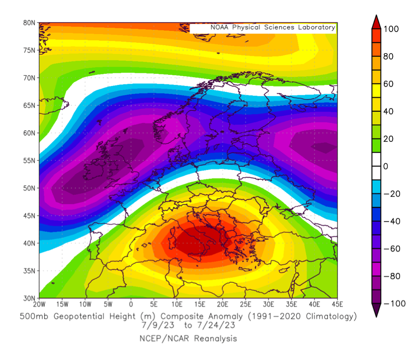 altezza geopotenziale luglio 2023