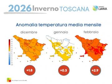 Toscana temperature inverno 2026